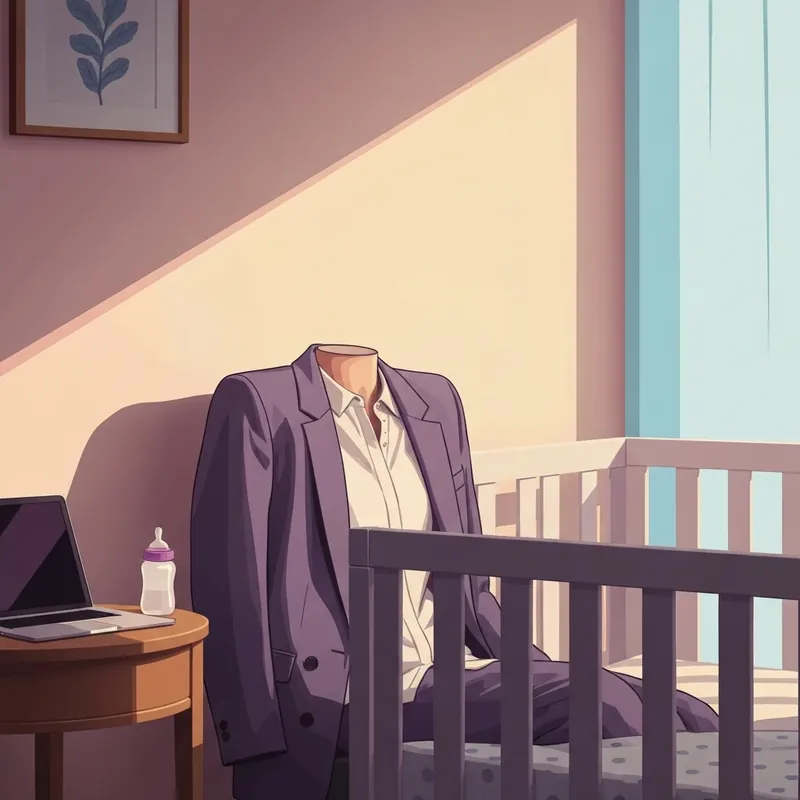 A professional blazer and baby items symbolize the complex returning to work after having a baby thoughts-bestie-ai.webp