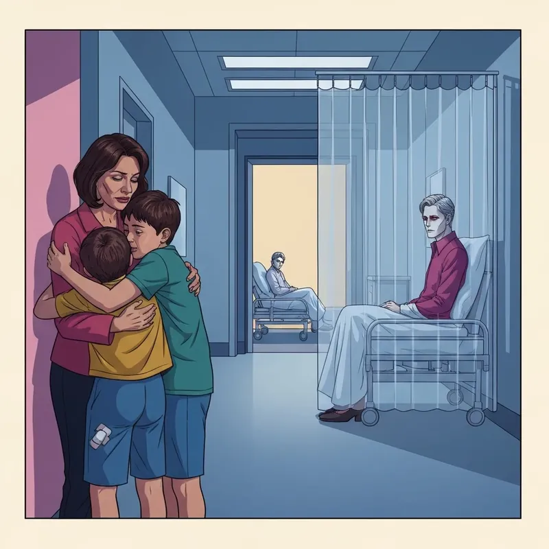 A tragic scene from Choosing One Life Over Another showing the mother's favoritism in a hospital setting.