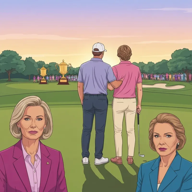 Fangirl Down ending scene: Wells Whitaker and Joey Boyle celebrate their victory on the golf course at sunset.