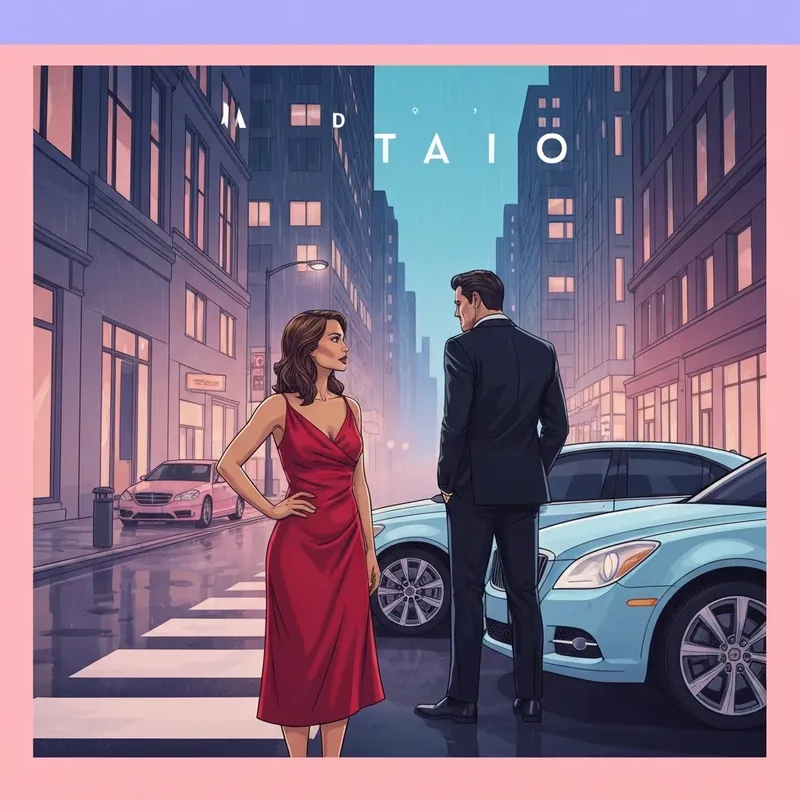 A moody scene from the novel Temptation featuring a billionaire and a resilient woman in a rainy city.