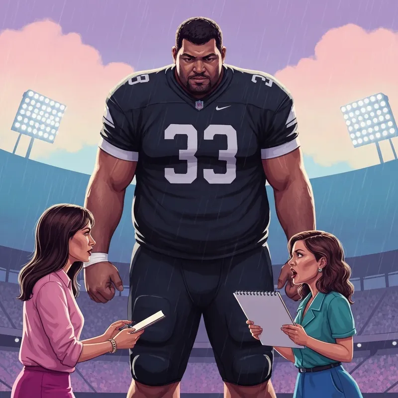 The Wall of Winnipeg and Me concept art featuring Aiden Graves and Vanessa Mazur in a rainy football stadium.