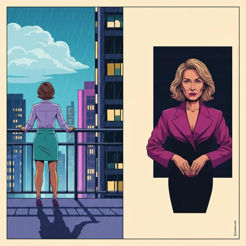 Love Me or Leave Me alternate ending: Stella Sealey standing empowered on a balcony in Sea City.