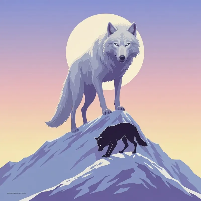 A majestic glowing White Wolf Queen standing over a kneeling Alpha, illustrating The Omega He Rejected, The White Wolf He Craves theme of empowerment.