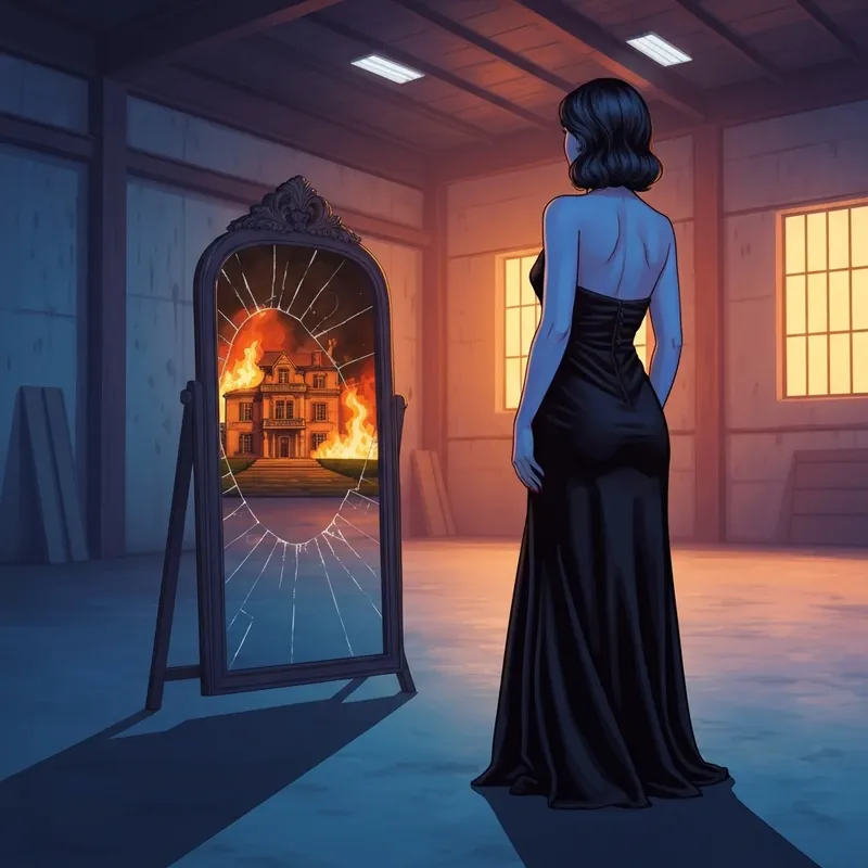 Aries from The Adopted Heiress' Revenge On Her Birth Family standing in a warehouse seeking justice.