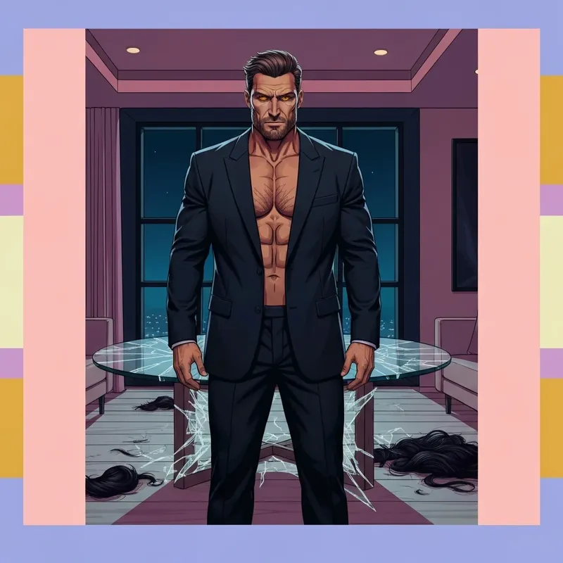 A Jason Momoa inspired Alpha hero stands in a luxury setting after a dramatic transformation, embodying the Chief of War aesthetic.