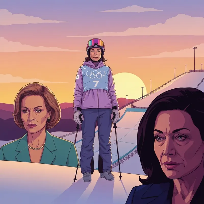 Eileen Gu preparing for her 2026 Olympic comeback in the halfpipe, symbolizing her dual identity and athletic excellence.