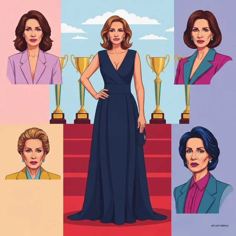 Julia Roberts wearing a navy Versace gown at the 2026 Golden Globes standing with Danny Moder.