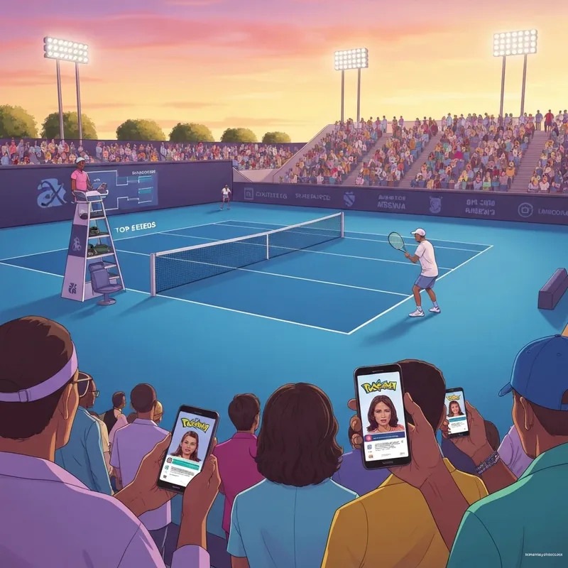 The iconic blue hard courts of Melbourne Park prepared for the Australian Open 2026 with digital bracket overlays.