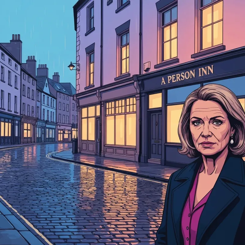 A nostalgic tribute to Tony Little Coronation Street actor featuring the iconic Rovers Return Inn under a soft evening light.