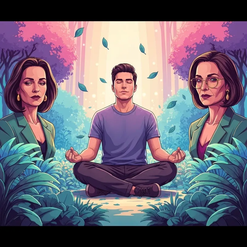 Caleb McLaughlin inspired spiritual shift and mental health concept art showing a peaceful digital garden.