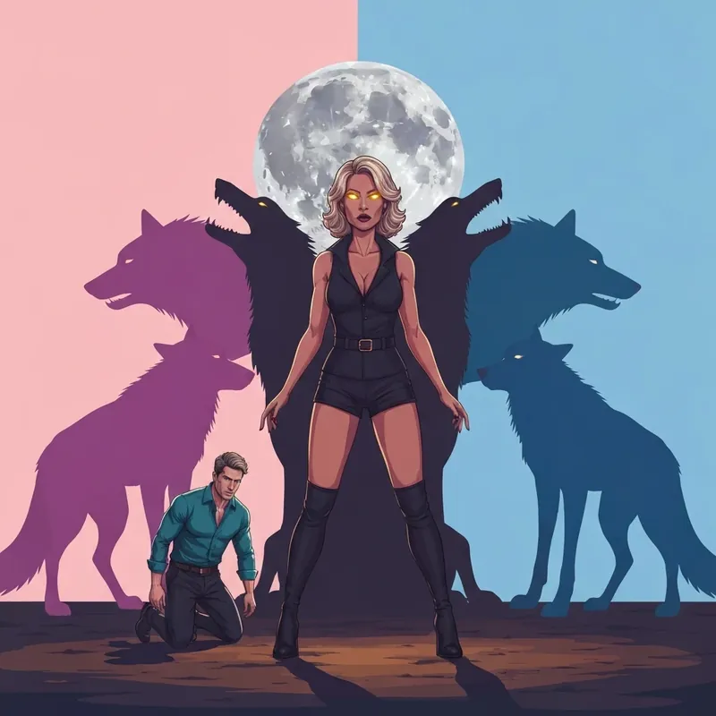 Ayla standing with the three Alphas in the alternate ending of Rejected By One Alpha, But Claimed By Three.