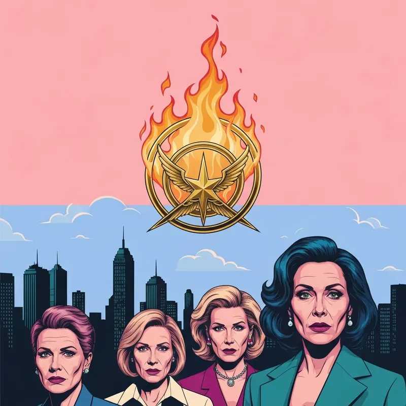 A symbolic representation of Catching Fire featuring the Mockingjay pin surrounded by embers and rebellion themes.