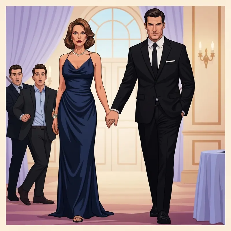 A powerful scene depicting the climax of When He Chose His Mistress, I Chose His Uncle where the protagonist chooses the billionaire uncle over her cheating fiancé.