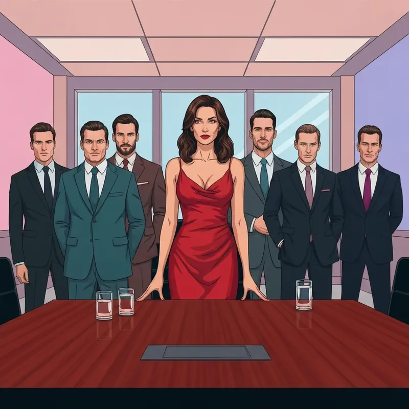 The protagonist of No More Side Role: I'm Changing the Plot standing confidently among her five doting brothers in a luxury setting.