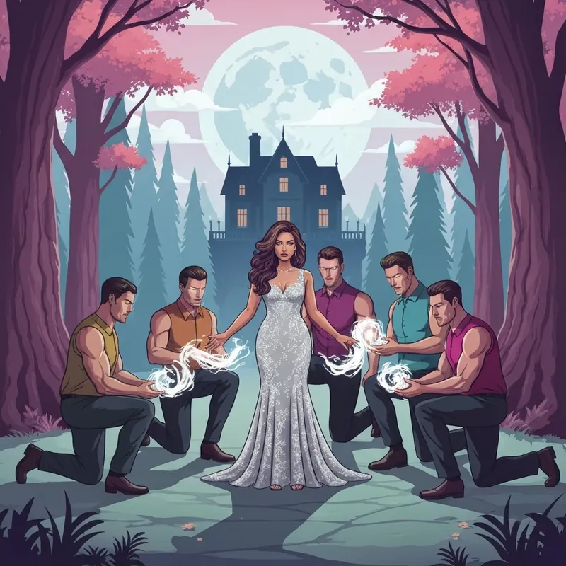 The climactic ending of 5 Alpha Stepbrothers On My Bed where Claire reveals her Priestess magic to the Blackridge Alphas.