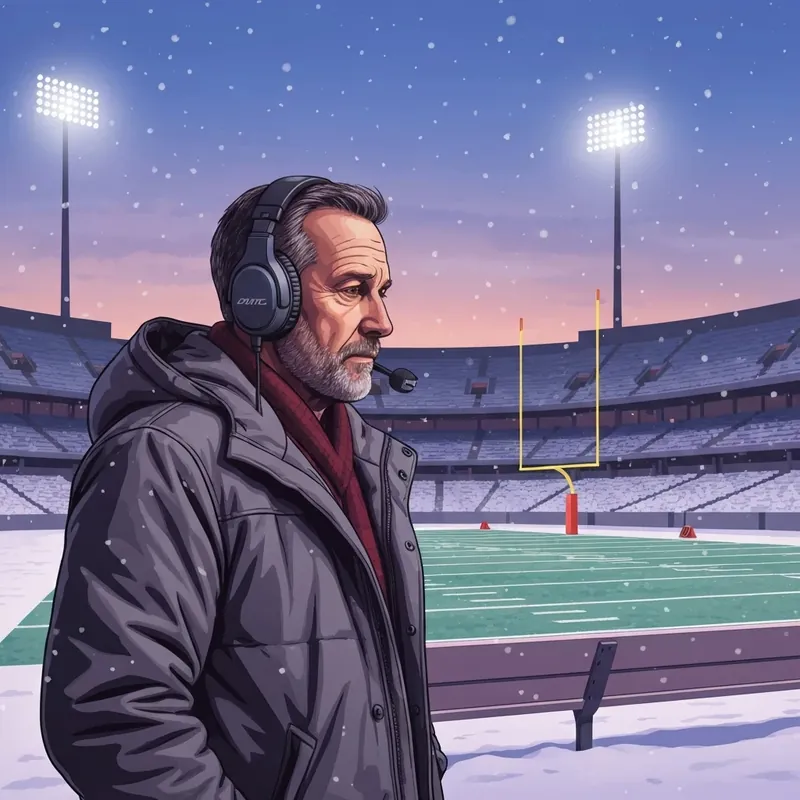 A somber atmosphere on a football sideline as news breaks that a bills coach retires.