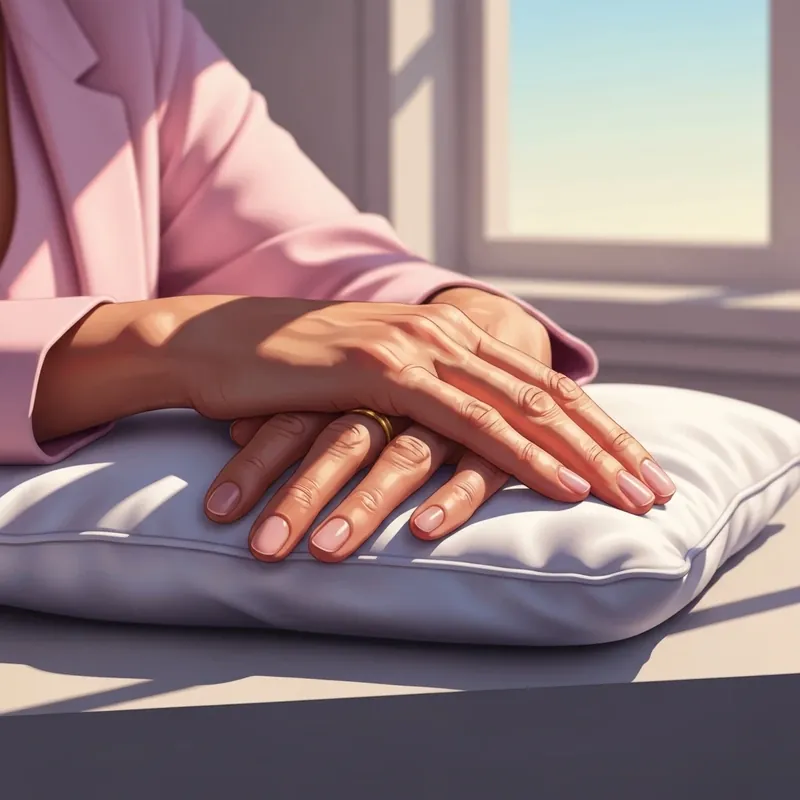 Close up of healthy natural hands resting on silk, addressing the question why do my nail beds hurt through restorative care.