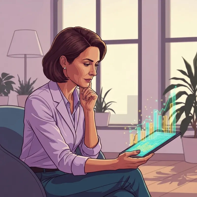 A woman analyzing her place in the 2026 economy with a focus on financial resilience and growth.