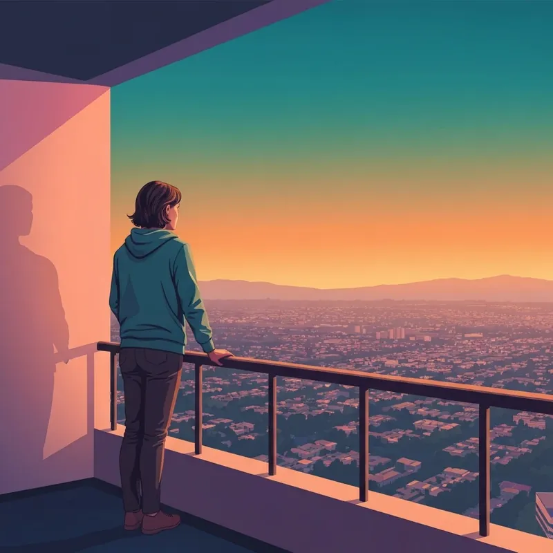 A young person reflecting on the horizon while considering the impacts of climate change.