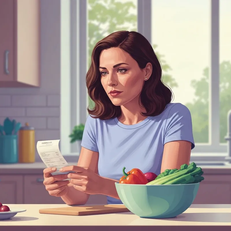 A young woman managing her budget during a period of high inflation.