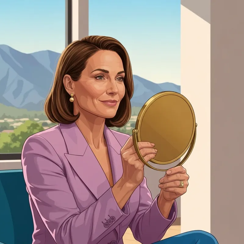 A woman in Upland CA admiring her natural results after a Botox Upland treatment for facial rejuvenation.