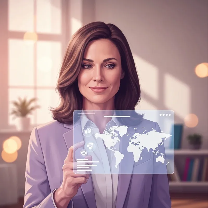 A professional woman calmly reviewing today's news headlines on a digital device in a sunlit room, symbolizing mindful information consumption.