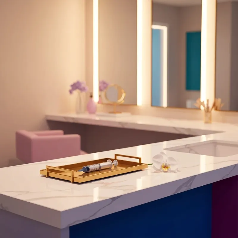 A luxury medical spa setting showcasing the tools used to determine how expensive is lip filler.