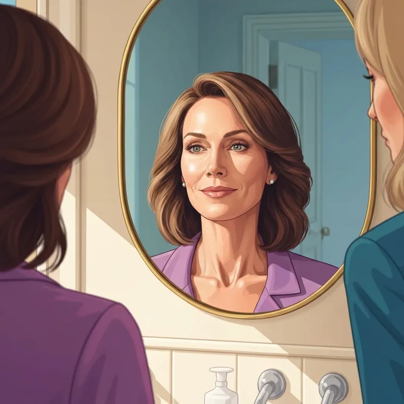 A woman in her 40s admiring her refreshed and natural results after seeking botox newnan.