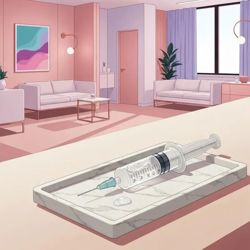 A close-up of professional cosmetic tools in a luxury medical spa setting for someone researching how much are lip filler injections.