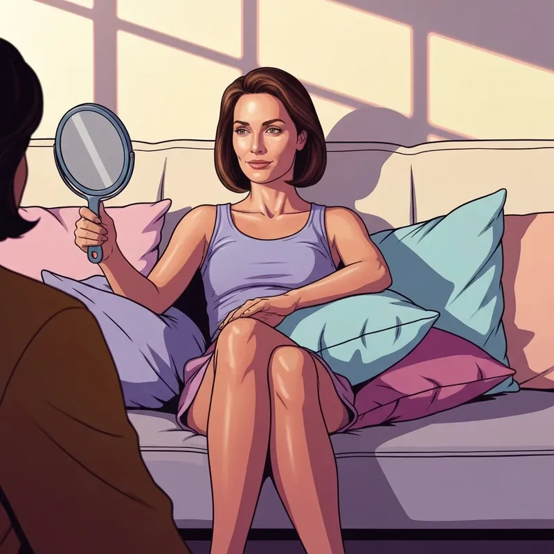 A woman following proper botox aftercare by staying upright and avoiding touching her face.