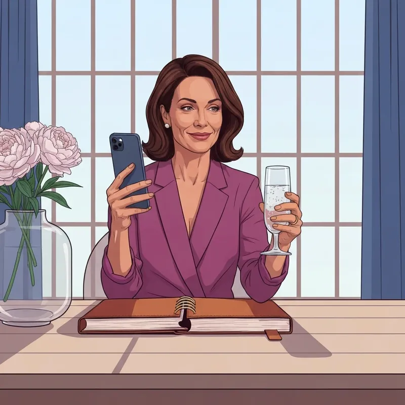 A woman smiling confidently while managing her botox savings plan on her phone.