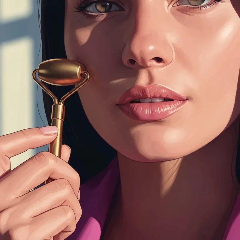 A woman practicing professional aftercare to reduce lip filler bruises.