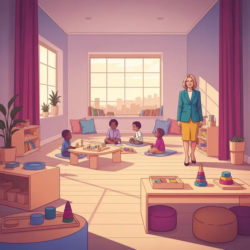 A nurturing and safe classroom environment at little friends daycare featuring play-based learning tools.