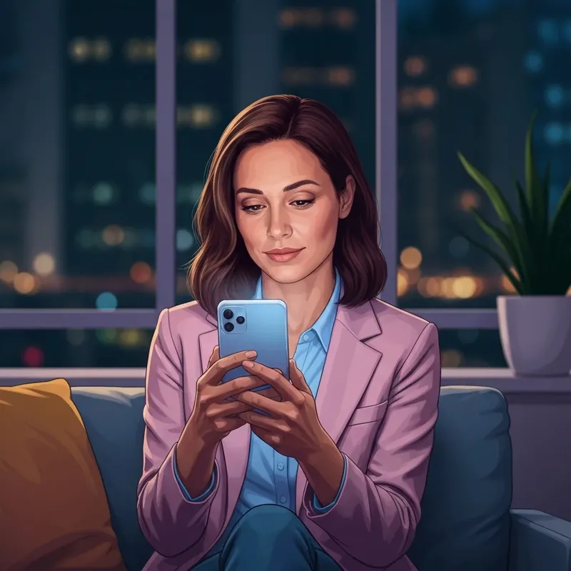 A woman calmly adjusting her settings to learn how can i hide friends on facebook for digital privacy.