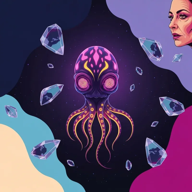 A hypnotic and glowing representation of my friend malamar in a deep space setting.