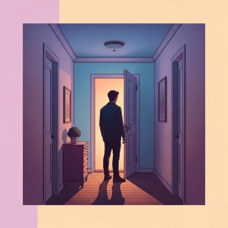 A young man experiencing the psychological tension after seeing a naked friends mom in a suburban home.