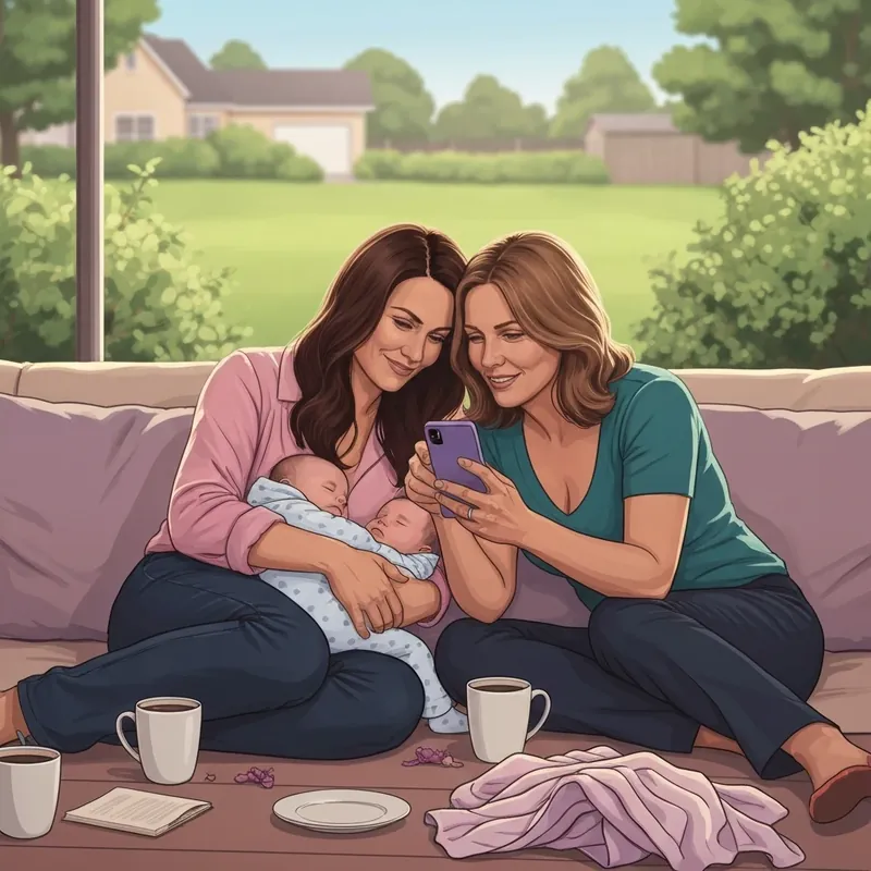 Two friends sharing a supportive moment and sending friendship happy mothers day messages to friends over coffee.