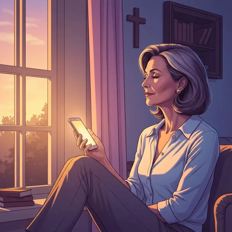 A woman finding comfort in the what a friend we have in jesus lyrics during a quiet moment of prayer.