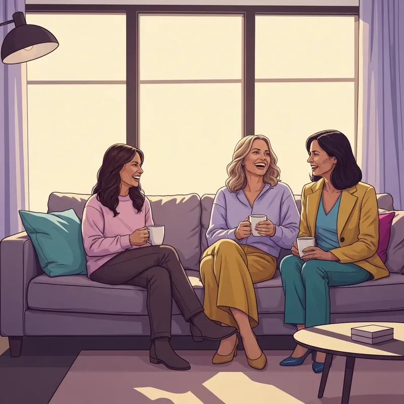 A group of women laughing together who have found community as stepmoms friends.