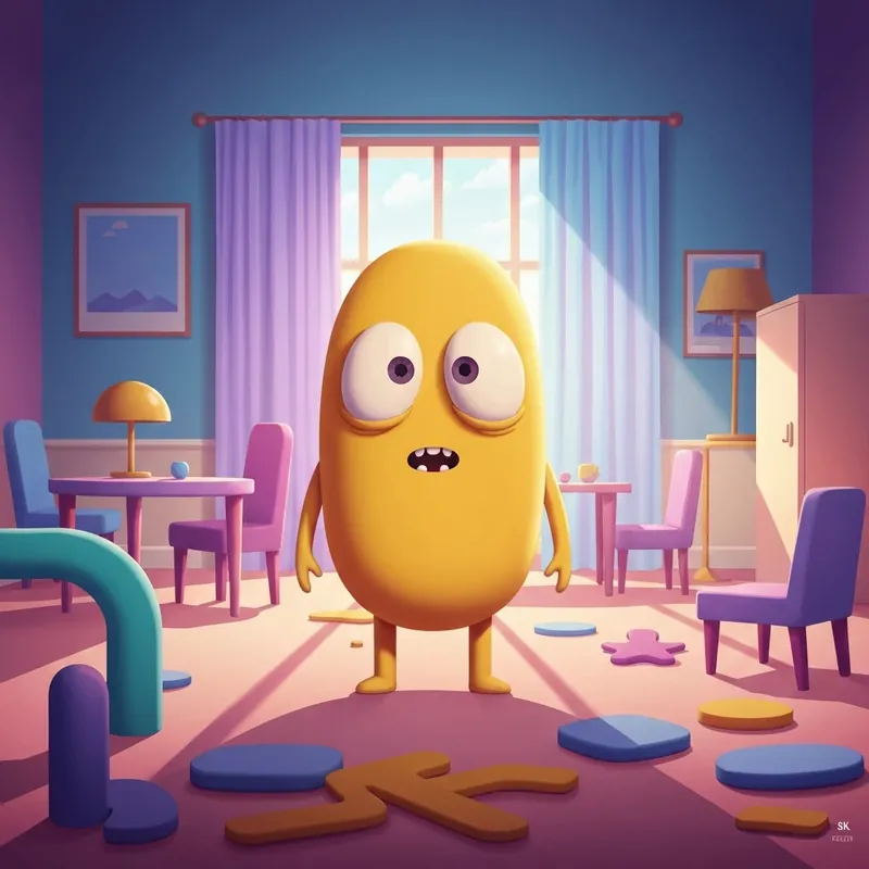 A visual representation of the Foster's Home for Imaginary Friends Cheese character in a nostalgic 2000s setting.