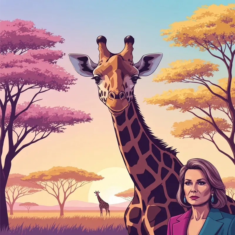 A close up of a giraffe's face in the savannah, illustrating the question are giraffes friendly through its gentle gaze.