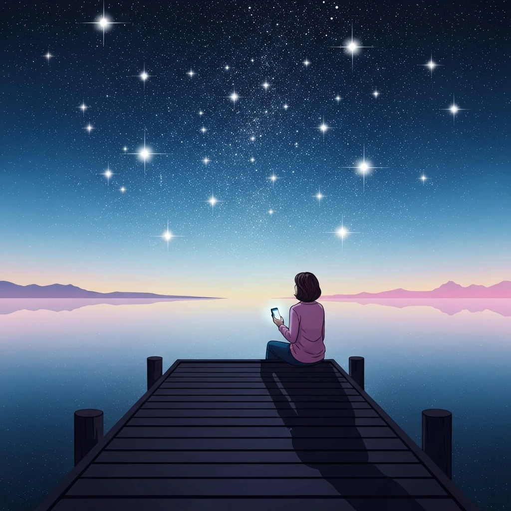 A person looking at the night sky reflecting on how good friends are like stars.