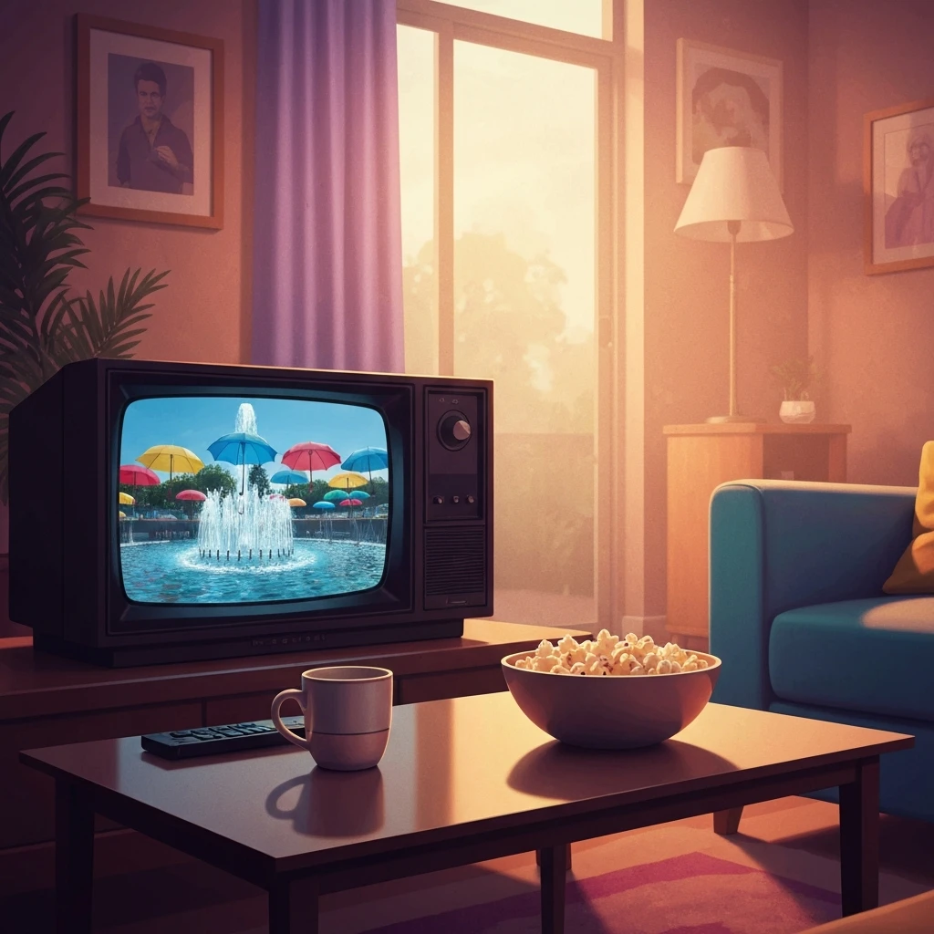 A nostalgic 90s living room setting illustrating the debate over how many claps are in the friends theme song.