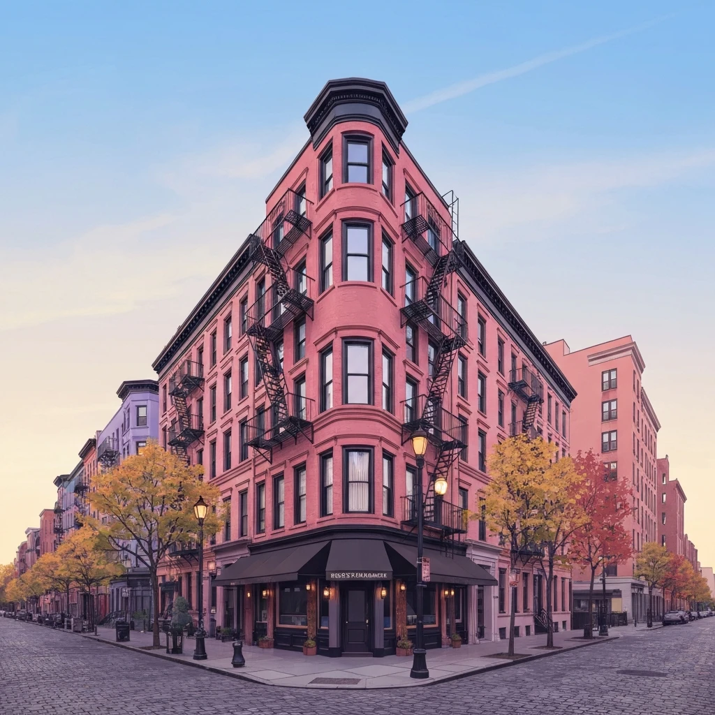 The iconic exterior of the friends apartment nyc location at 90 Bedford Street in the West Village.