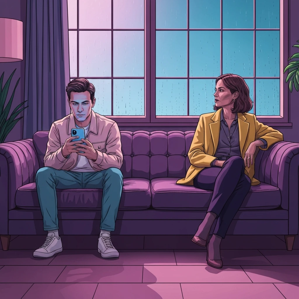 Two young adults navigating friend with benefits rules in a modern apartment setting.