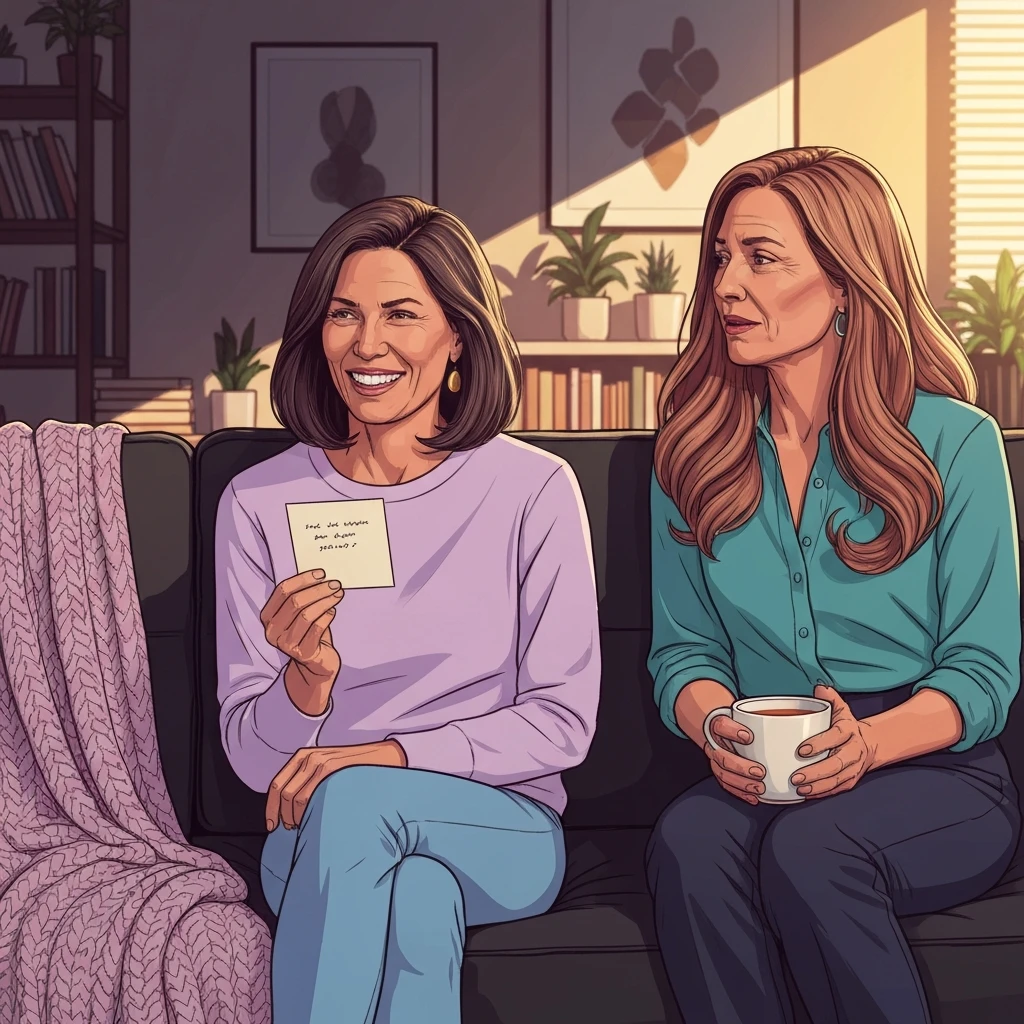 Two friends sharing a meaningful moment after a thank you to a friend was shared.