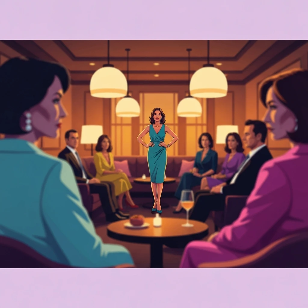 A couple exploring the wife strips for friends fantasy through conversation in a modern living room.