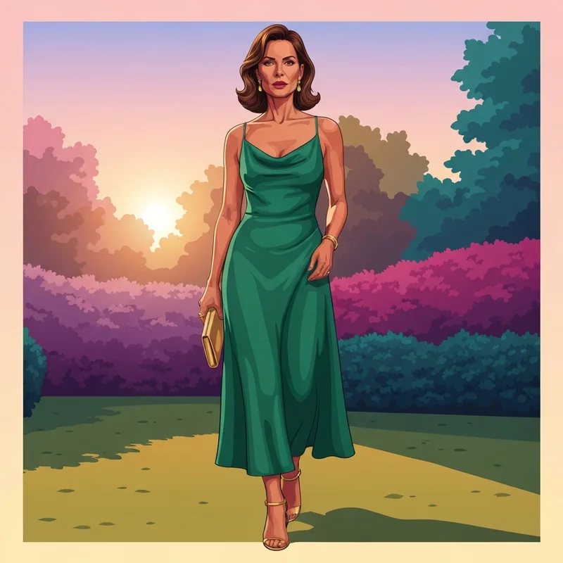 A woman styling one of the best inexpensive wedding guest dresses for a summer event.