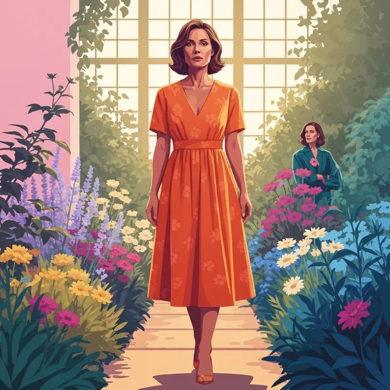 A woman wearing a stylish dress for summer wedding guest success in a garden setting.