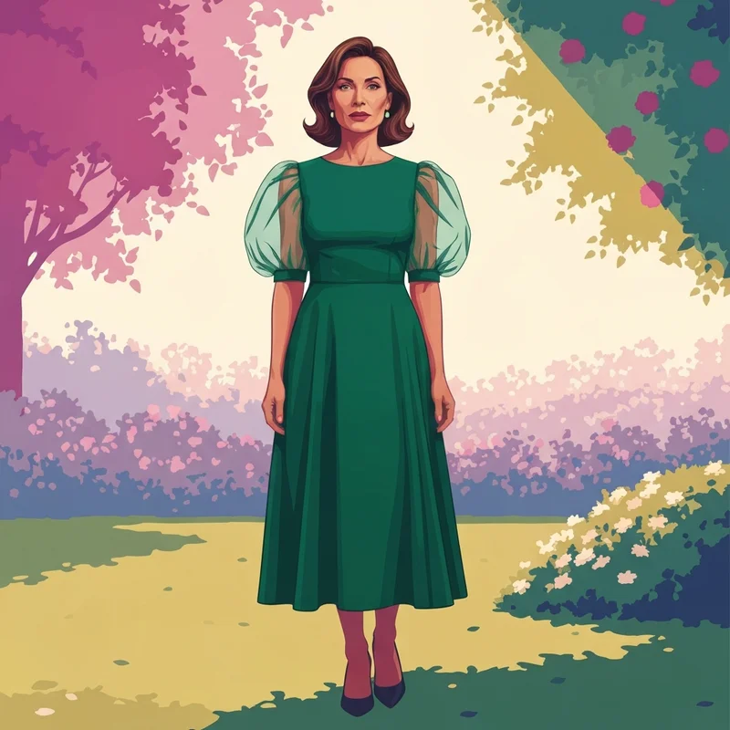 A woman wearing chic sleeves wedding guest dresses in a garden setting.